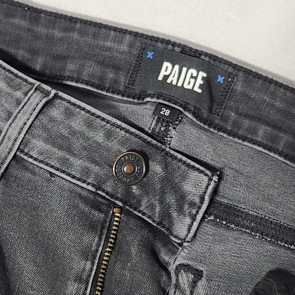 womens PAIGE black‎ denim JEANS Bombshell Skinny Mid Rise Stretch Dark Magnet 28
